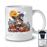 Personalized Witch Reading Book Drinking Coffee; Horror Halloween Custom Name Teacher Librarian T-Shirt