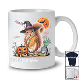 Personalized Witch Squirrel Holding Taco; Humorous Halloween Custom Name Lunch Lady Chef T-Shirt