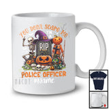 Personalized You Don't Scare Me I'm A Police Officer, Scary Halloween Skeleton Pumpkin, Careers T-Shirt