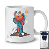 Personalized Zombie Hand Holding Basketball Ball; Horror Halloween Custom Name Player Sport Team T-Shirt