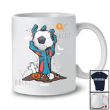 Personalized Zombie Hand Holding Soccer Ball; Horror Halloween Custom Name Player Sport Team T-Shirt