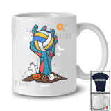 Personalized Zombie Hand Holding Volleyball Ball; Horror Halloween Custom Name Player Sport Team T-Shirt