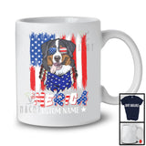 Personalized 'Merica, Proud 4th Of July Custom Name Bernese Mountain, USA Flag Patriotic T-Shirt