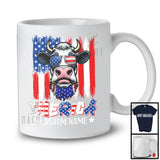 Personalized 'Merica, Proud 4th Of July Custom Name Cow Owner, USA Flag Patriotic T-Shirt