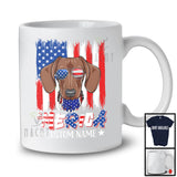 Personalized 'Merica, Proud 4th Of July Custom Name Dachshund Owner, USA Flag Patriotic T-Shirt