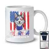 Personalized 'Merica, Proud 4th Of July Custom Name Husky Owner, USA Flag Patriotic T-Shirt