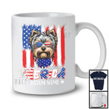 Personalized 'Merica, Proud 4th Of July Custom Name Yorkshire Terrier Owner, USA Flag Patriotic T-Shirt