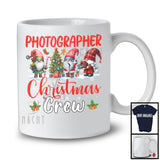 Photographer Christmas Crew; Adorable X-mas Tree Three Gnomes; Snowing Jobs Group T-Shirt