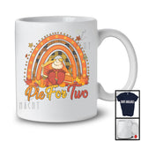 Pie For Two; Humorous Thanksgiving Pregnancy Announcement Pumpkin Pie; Plaid Rainbow T-Shirt