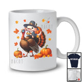 Pilgrim Axolotl Riding Turkey; Humorous Thanksgiving Autumn Pumpkins Axolotl; Family Group T-Shirt