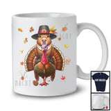 Pilgrim Capybara Riding Turkey; Awesome Thanksgiving Autumn Leaves Turkey; Family T-Shirt