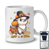 Pilgrim Llama With Pumpkins Turkey, Awesome Thanksgiving Fall Leaves, Animal Lover T-Shirt