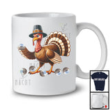 Pilgrim Turkey Playing Petanque, Humorous Thanksgiving Turkey Lover, Sport Player Playing Team T-Shirt