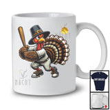 Pilgrim Turkey Playing Softball, Humorous Thanksgiving Turkey Lover, Sport Player Playing Team T-Shirt