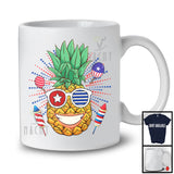 Pineapple Wearing American Flag Sunglasses, Humorous 4th Of July Vegan, Fireworks Patriotic T-Shirt