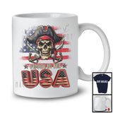 Pirate In The USA, Scary 4th Of July Independence Day Pirate Skull, American Flag Patriotic T-Shirt