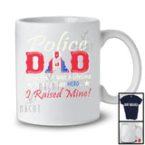 Police Dad I Raised Mine, Proud Father's Day American Flag Heart, Matching Family Group T-Shirt