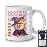 Pomeranian Witch On American Flag, Adorable Halloween Pumpkin Paws, Patriotic Group T-Shirt