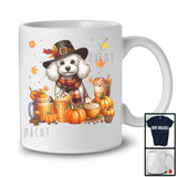 Poodle With Coffee Smoothie, Wonderful Thanksgiving Pumpkins Drinks Fall Leaves T-Shirt