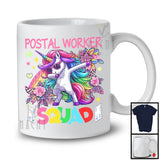 Postal Worker Squad, Lovely Dabbing Unicorn Sunglasses Leopard Flowers, Postal Worker Group T-Shirt