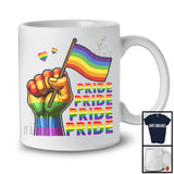 Pride Pride, Colorful LGBTQ Pride Strong Hand Holding Rainbow Gay Flag, Family Group T-Shirt