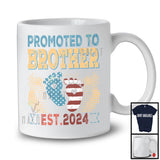 Promoted To Brother 2024, Lovely 4th Of July Pregnancy Announcement, Vintage US Flag Family T-Shirt