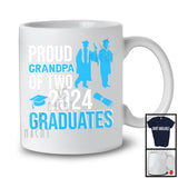 Proud Grandpa Of Two 2024 Graduates, Proud Father's Day Twins, Proud Graduate Graduation T-Shirt