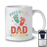 Proud New Dad Est 2024, Humorous Father's Day Pregnancy Baby Footprints, Vintage Family T-Shirt