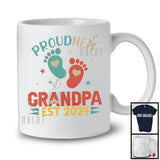 Proud New Grandpa Est 2024, Humorous Father's Day Pregnancy Baby Footprints, Vintage Family T-Shirt