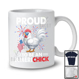 Proud To Be An Americhick, Lovely 4th Of July Chicken American Flag Glasses, Fireworks Patriotic T-Shirt