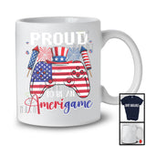 Proud To Be An Amerigame, Awesome 4th Of July American Flag Game Controller, Gaming Gamer T-Shirt