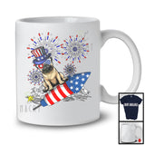 Pug Riding Firecracker, Amazing 4th Of July American Flag Fireworks, Patriotic Group T-Shirt