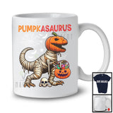 Pumpkasaurus; Horror Halloween Mummy T-Rex Dinosaur; Carved Pumpkin Candy Lover T-Shirt