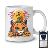 Pumpkin Cat Face, Scary Halloween Costume Cat Owner Lover, Matching Family Group T-Shirt
