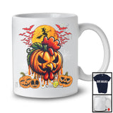 Pumpkin Chicken Face, Scary Halloween Costume Chicken Lover, Farm Animal Farmer Group T-Shirt