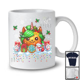 Pumpkin Unicorn Face, Adorable Christmas Snow Around Snowman, X-mas Family Group T-Shirt