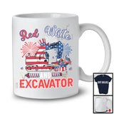Red White And Excavator, Amazing 4th Of July American Flag Excavator Driver Lover, Patriotic Group T-Shirt