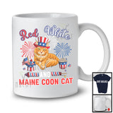 Red White And Maine Coon Cat, Lovely 4th Of July American Flag Kitten Lover, Patriotic Group T-Shirt