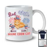Red White And Maine Coon Cat, Lovely 4th Of July American Flag Kitten Lover, Patriotic Group T-Shirt
