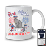 Red White And Russian Blue Cat, Lovely 4th Of July American Flag Kitten Lover, Patriotic Group T-Shirt