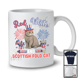 Red White And Scottish Fold cat, Lovely 4th Of July American Flag Kitten Lover, Patriotic Group T-Shirt