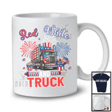 Red White And Truck, Amazing 4th Of July American Flag Truck Driver Lover, Patriotic Group T-Shirt