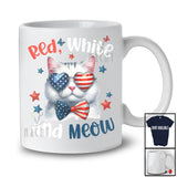 Red White Meow; Awesome 4th of July Cat Owner America Flag Sunglasses; Patriotic T-Shirt