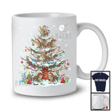 Reindeer Santa Elf Leopard Christmas On Tree; Joyful Christmas Lights Leopard; Animal Lover T-Shirt