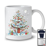 Reindeer Santa Elf Manatee Christmas On Tree; Joyful Christmas Lights Manatee; Animal Lover T-Shirt