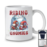 Riding with my Gnomies; Funny Couple Gnomes Riding Motorbike Christmas Group T-Shirt