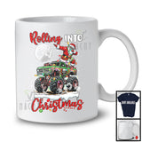 Rolling Into Christmas; Wonderful X-mas Lights Santa Dabbing Riding Monster Truck; Snowing T-Shirt