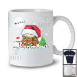 Sandwich Wearing Santa Costume; Adorable Christmas Food Lover; X-mas Lights Snowing T-Shirt