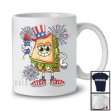 Sandwich With Firecracker, Humorous 4th Of July American Flag Fireworks, Food Lover Patriotic T-Shirt