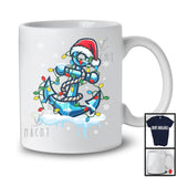 Santa Anchor With Christmas Lights Snowing; Awesome X-mas Boat Ship; Boating Sailing T-Shirt